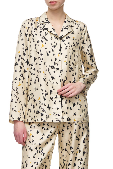 Шелковая блузка NECTON с принтом|Основной цвет:Бежевый|Артикул:61910125 | Фото 1