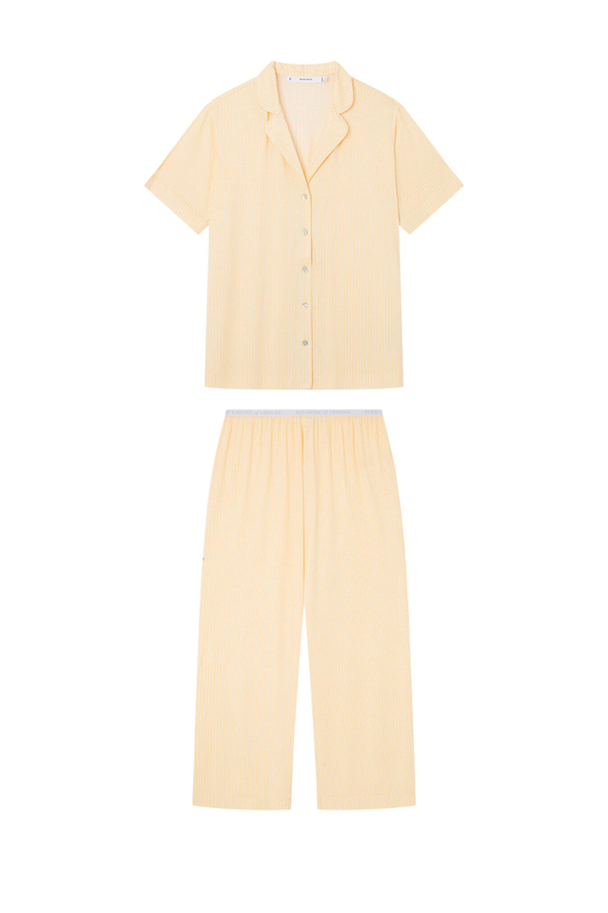Пижама из эластичной вискозы|Основной цвет:Желтый|Артикул:4757951 | Фото 1