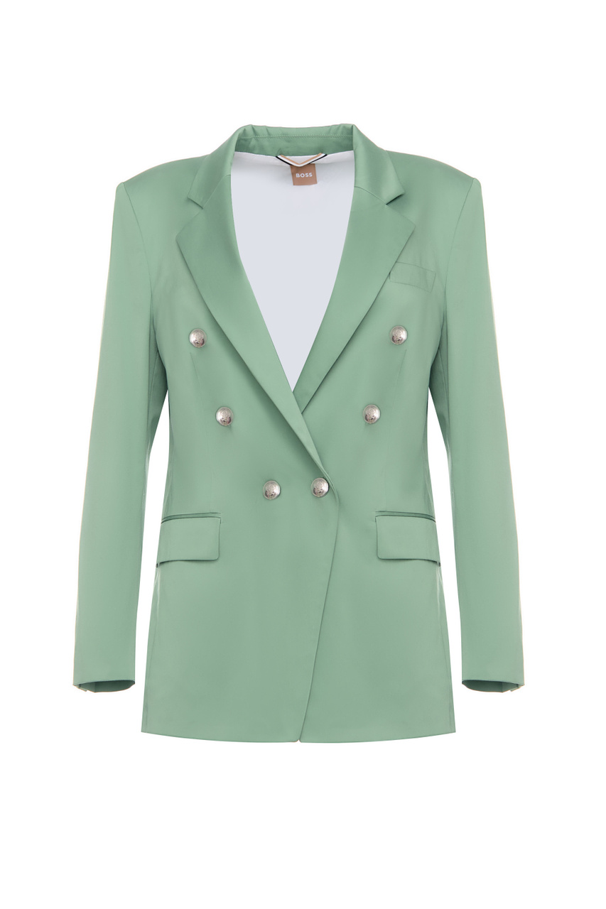 Пиджак из эластичного хлопка|Основной цвет:Зеленый|Артикул:50491291 | Фото 1