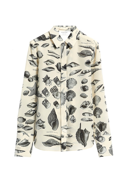 Рубашка FAVOLA из чистого шелка  с принтом|Основной цвет:Кремовый|Артикул:21160329 | Фото 1