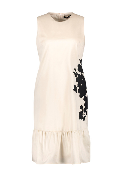 Платье из эластичного хлопка с принтом|Основной цвет:Бежевый|Артикул:380336-11016 | Фото 1