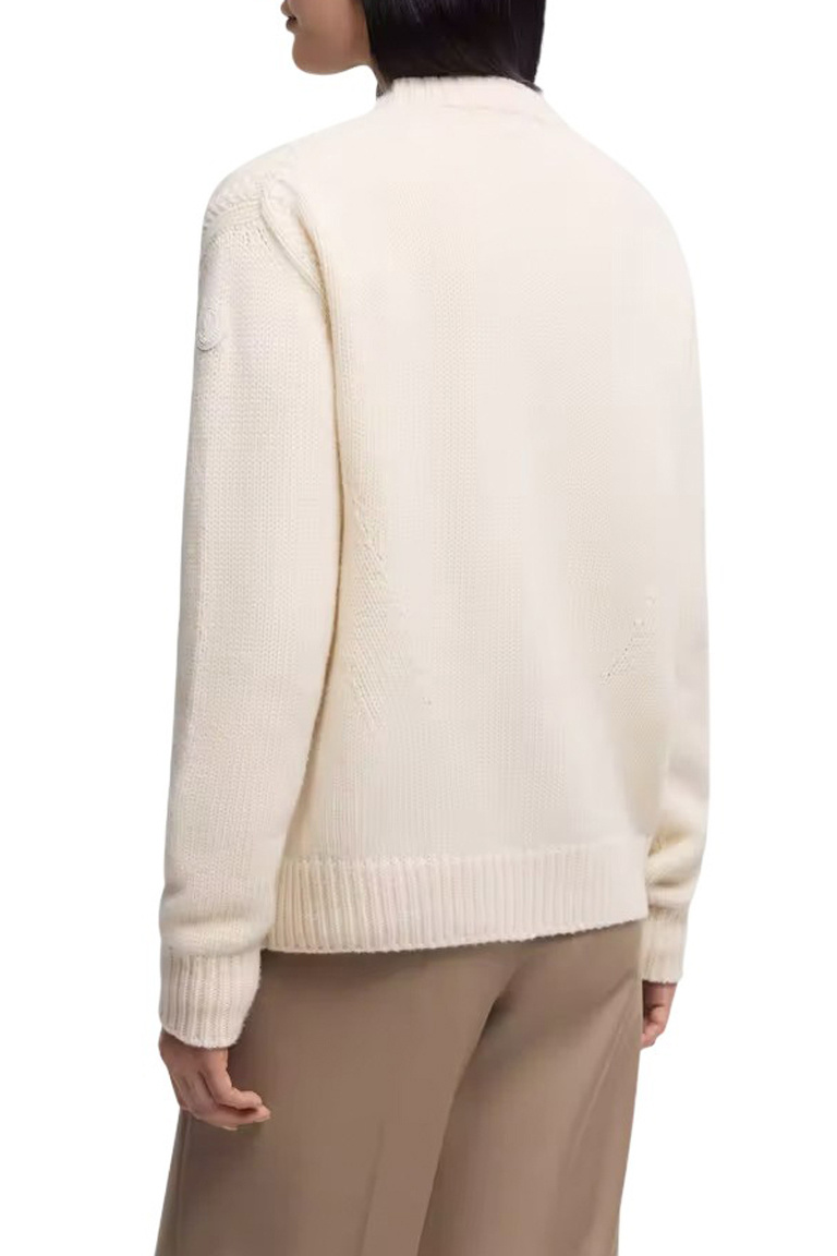Кардиган из шерсти и кашемира|Основной цвет:Кремовый Женский Moncler Кардиган из шерсти и кашемира (цвет ), артикул K20939B00055-M4281 | Фото 4