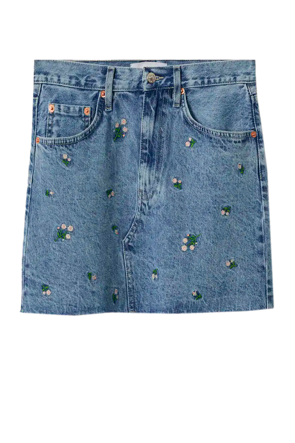 Женский Mango Джинсовая юбка DAISY с цветочной вышивкой (цвет ), артикул 27086325 | Фото 1
