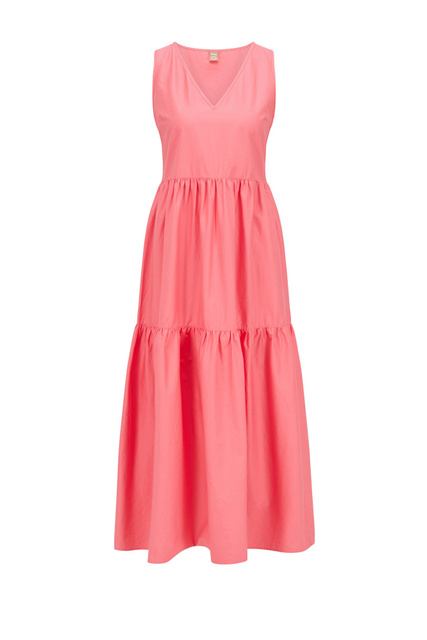 Платье с V-образным вырезом из хлопкового поплина|Основной цвет:Розовый|Артикул:50470014 | Фото 1