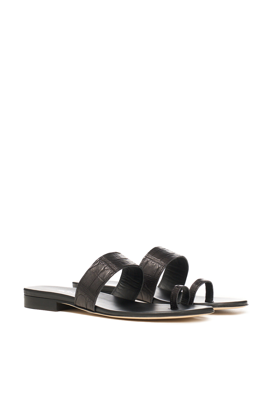 Шлепанцы из кожи крокодила|Основной цвет:Черный Женский Kiton Шлепанцы из кожи крокодила (цвет ), артикул D57813N0010209004 | Фото 2