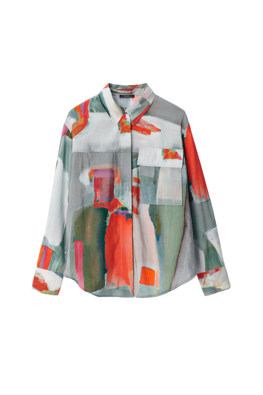 Блузка с принтом|Основной цвет:Разноцветный|Артикул:217246 | Фото 1