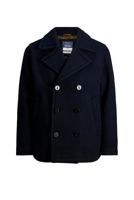 Двубортное пальто из смесовой шерсти|Основной цвет:Синий|Артикул:12174194 | Фото 1