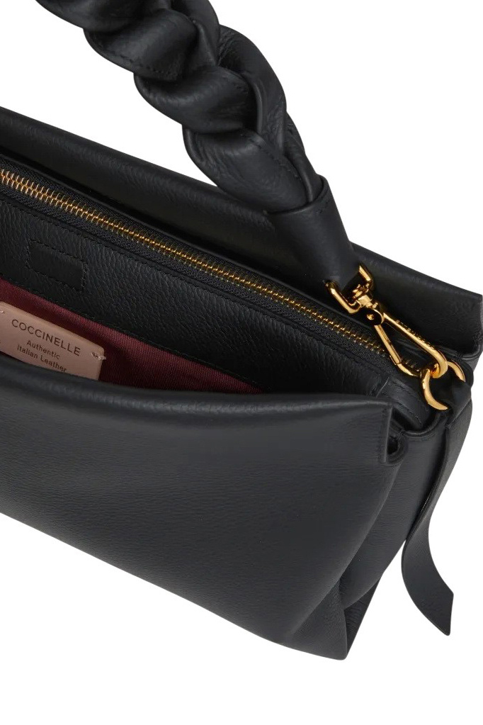 Сумка BOHEME GRANA DOUBLE из натуральной кожи с плетеной ручкой|Основной цвет:Черный Женский Coccinelle Сумка BOHEME GRANA DOUBLE из натуральной кожи с плетеной ручкой (цвет ), артикул E1M50190201 | Фото 3