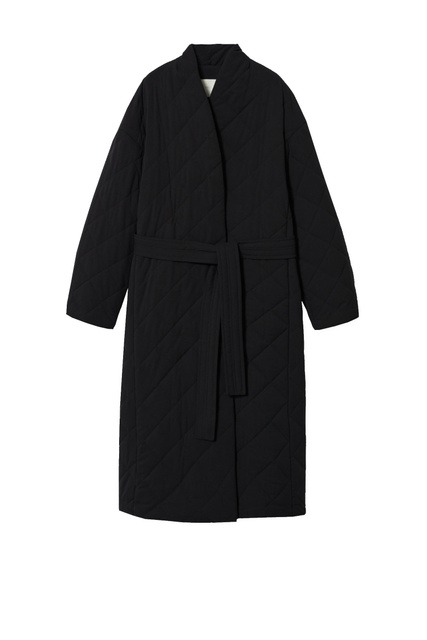 Стеганое пальто VERDURE с поясом|Основной цвет:Черный|Артикул:37005544 | Фото 1