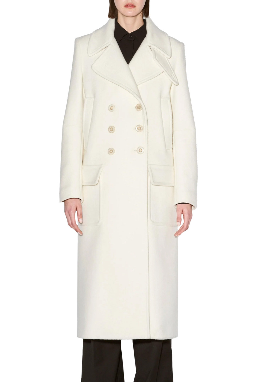 Пальто из смесовой шерсти с добавлением кашемира|Основной цвет:Кремовый|Артикул:C1109WAA | Фото 1