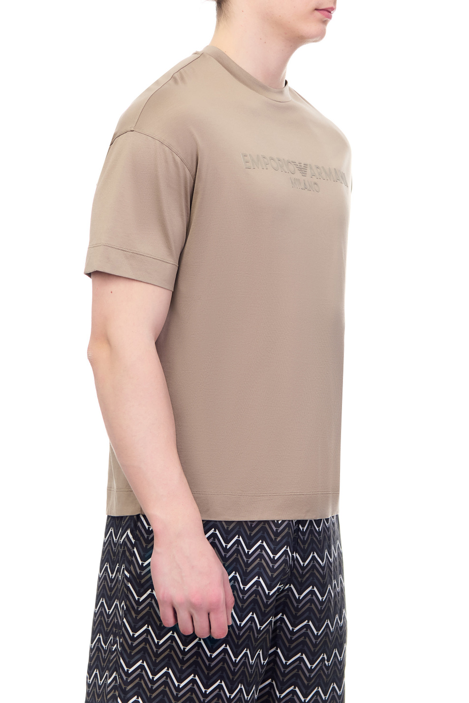 Мужской Emporio Armani Футболка из лиоцелла и хлопка с логотипом (цвет ), артикул 3R1TDF-1JUVZ | Фото 3