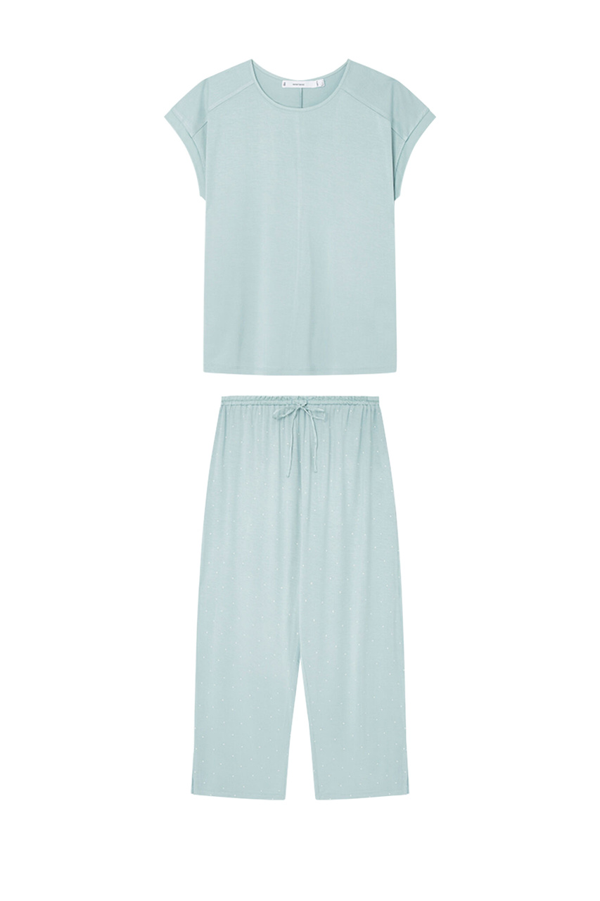 Пижама из эластичной вискозы|Основной цвет:Голубой|Артикул:4757946 | Фото 1