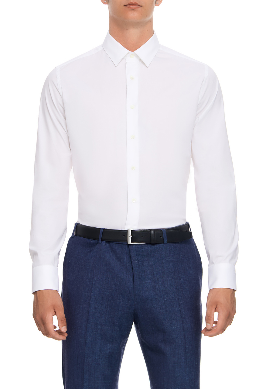 Рубашка из эластичного хлопка|Основной цвет:Белый|Артикул:XA1GD02832 | Фото 1