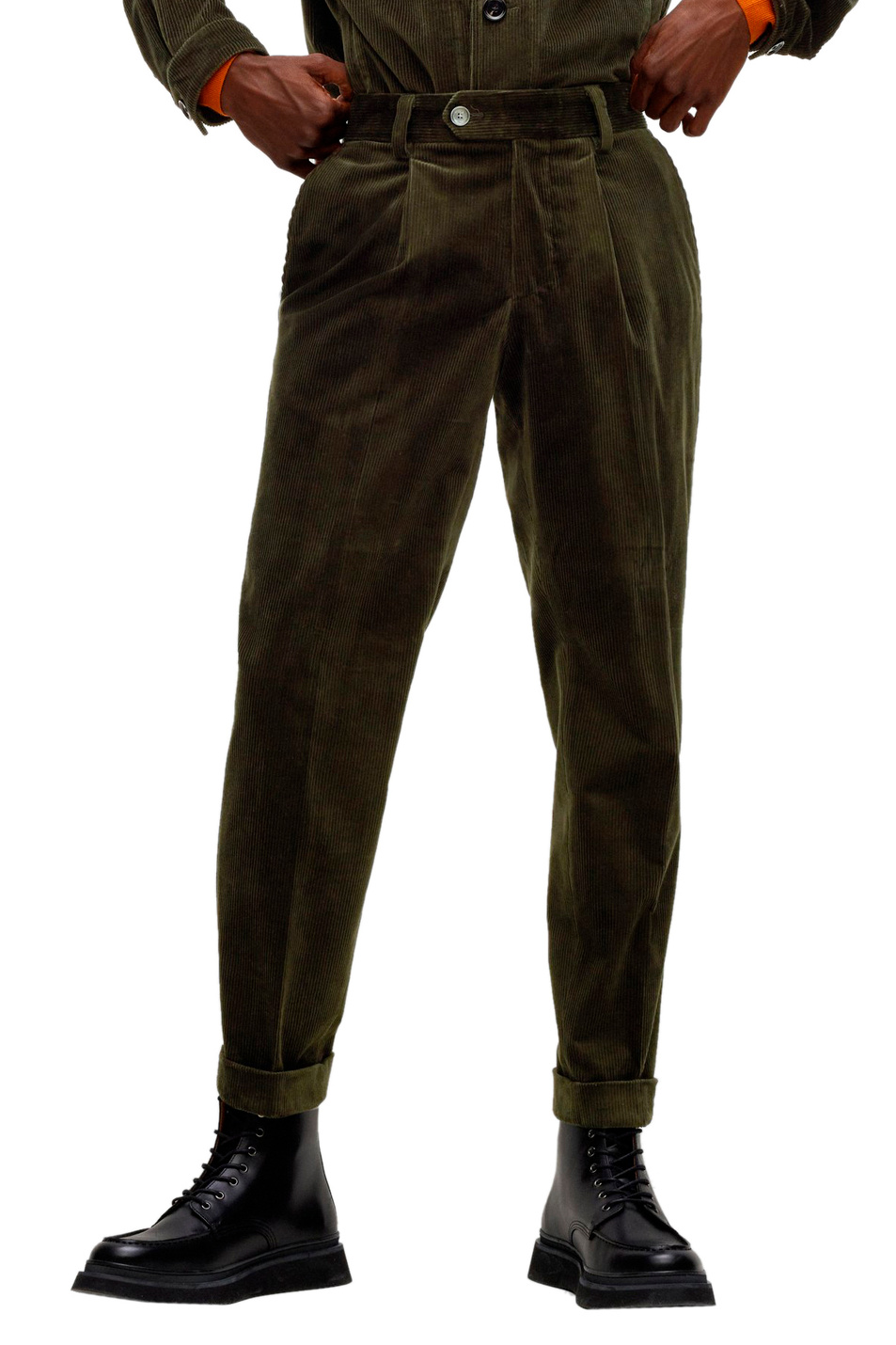 Мужской BOSS Вельветовые брюки зауженного кроя (цвет ), артикул 50479398 | Фото 3