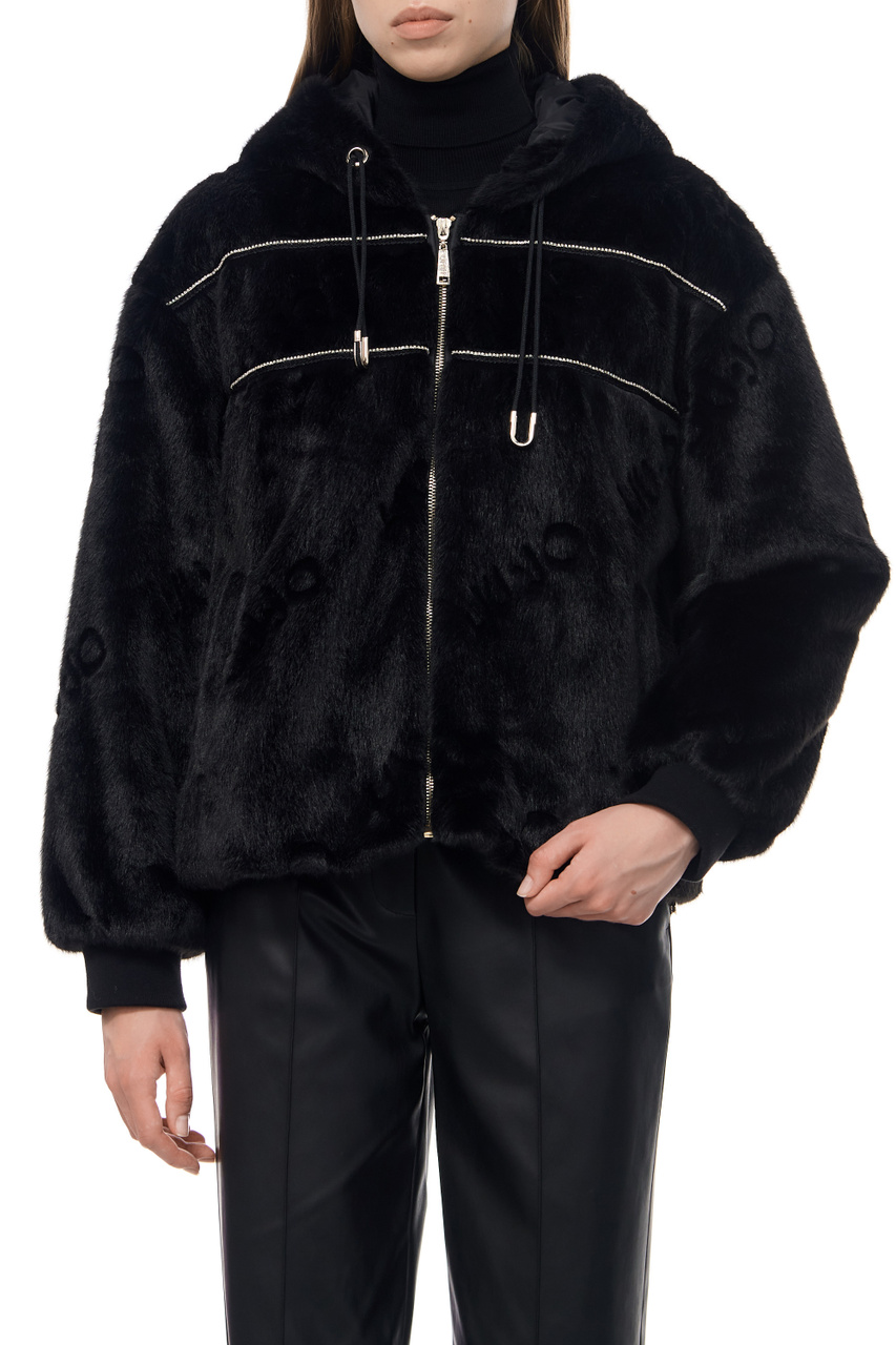 Куртка с капюшоном на молнии|Основной цвет:Черный|Артикул:TF3019E0848 | Фото 1