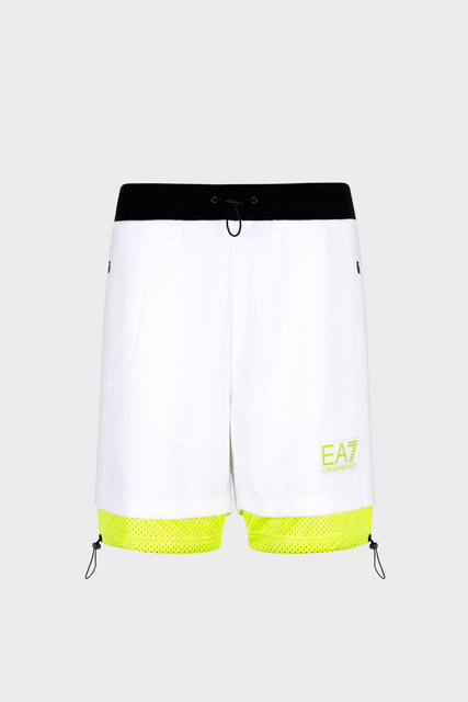 Спортивные шорты с кулисками на штанинах|Основной цвет:Белый|Артикул:3KPS65-PJ3VZ | Фото 1