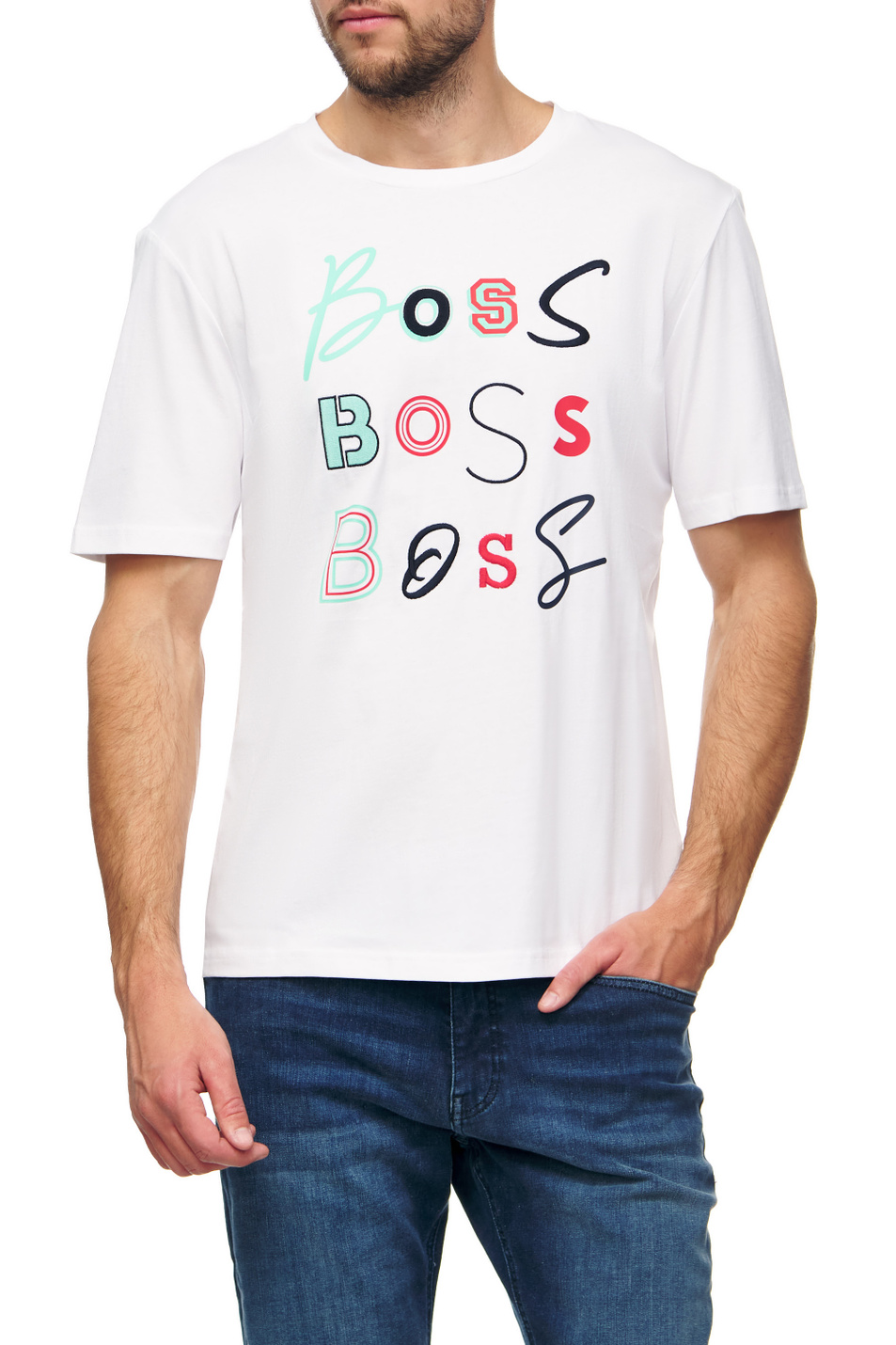 Мужской BOSS Футболка с короткими рукавами и 3 лого (цвет ), артикул 50473066 | Фото 1