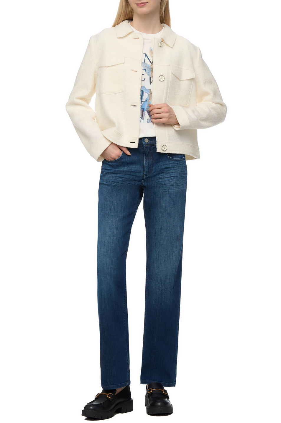 Джинсы STRAIGHT из смесового хлопка|Основной цвет:Синий Женский Angels Джинсы STRAIGHT из смесового хлопка (цвет ), артикул 350210032 | Фото 2