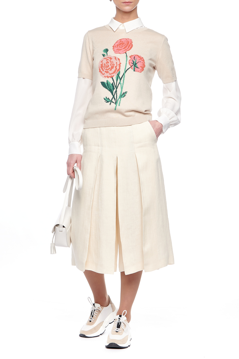 Женский Weekend Max Mara Брюки-кюлоты GENEVE из чистого льна (цвет ), артикул 51310511 | Фото 2