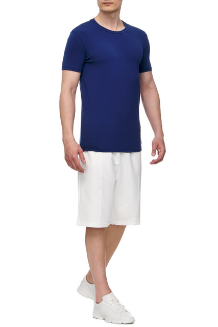 Однотонная футболка из эластичного хлопка|Основной цвет:Синий|Артикул:N3M201400 | Фото 2