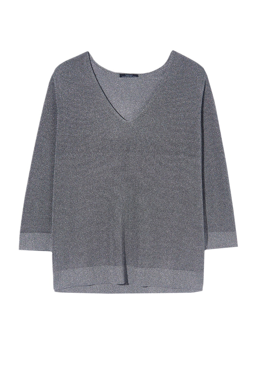 Пуловер с люрексом|Основной цвет:Серый|Артикул:215856 | Фото 1