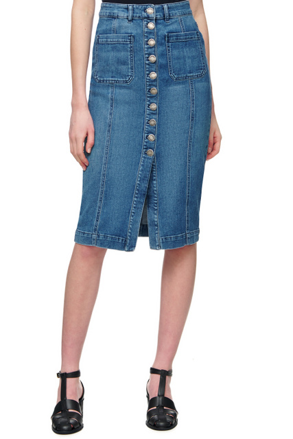 Джинсовая юбка BRUNA с накладными карманами|Основной цвет:Синий|Артикул:1J10XTY6Z4 | Фото 1