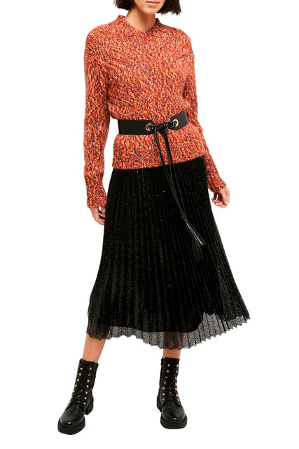 Плиссированная юбка METTERE с пайетками|Основной цвет:Черный|Артикул:17740122 | Фото 2