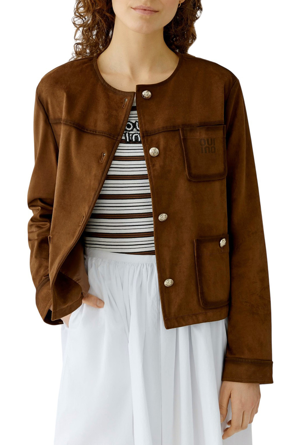 Жакет с логотипом|Основной цвет:Коричневый Женский OUI Жакет с логотипом (цвет ), артикул 96600 | Фото 4