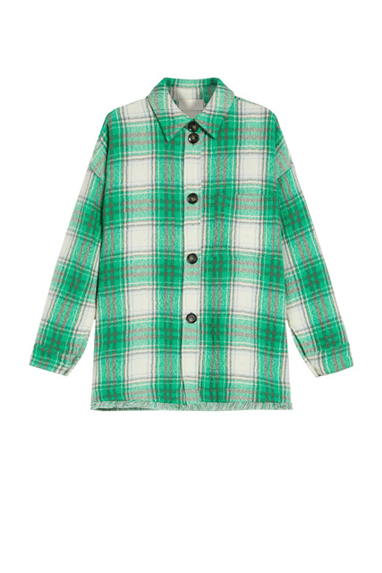 Куртка-рубашка DELFI из шерсти с бахромой|Основной цвет:Зеленый|Артикул:70460426 | Фото 1