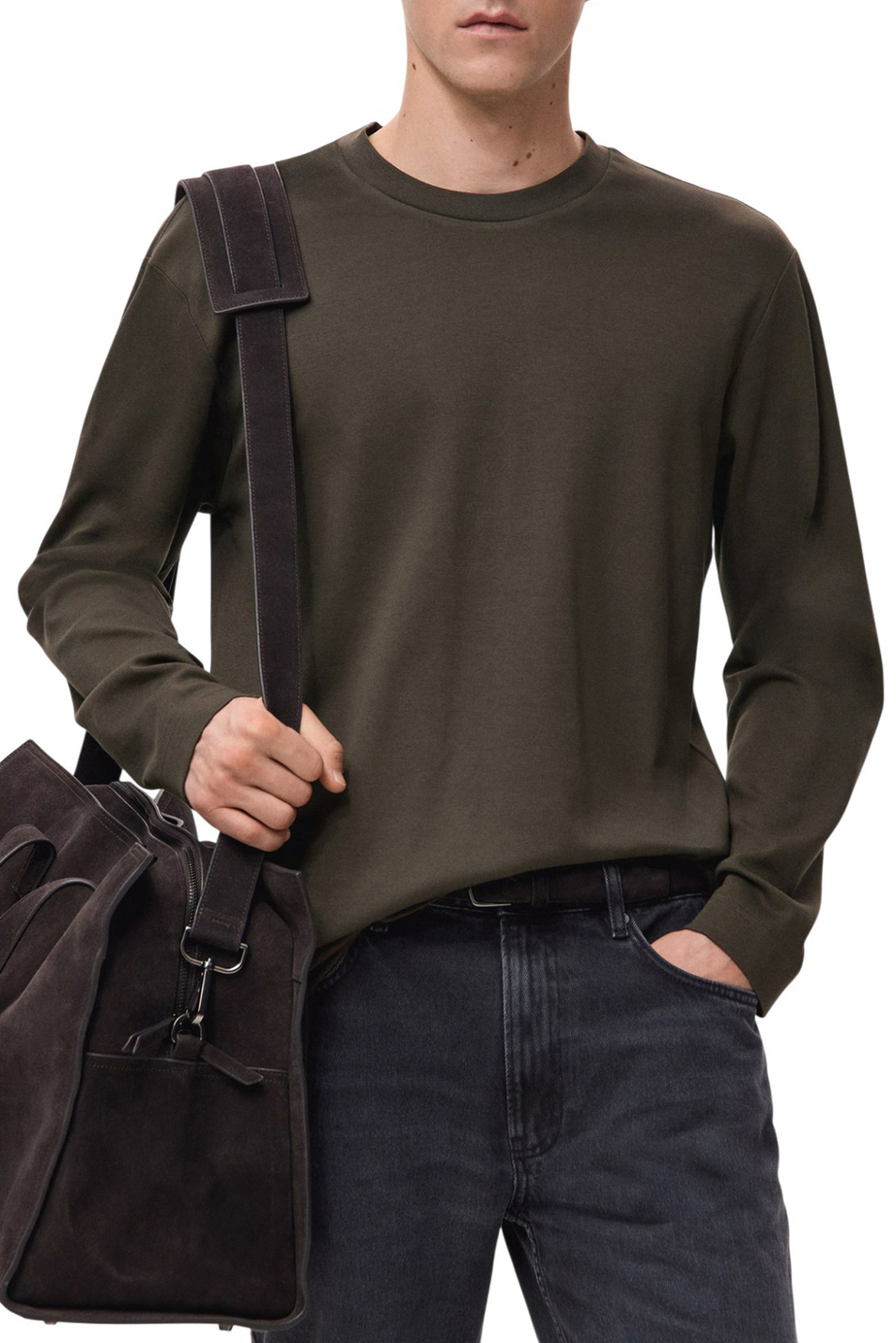 Мужской Mango Man Лонгслив GARETH из хлопка (цвет ), артикул 27061254 | Фото 3