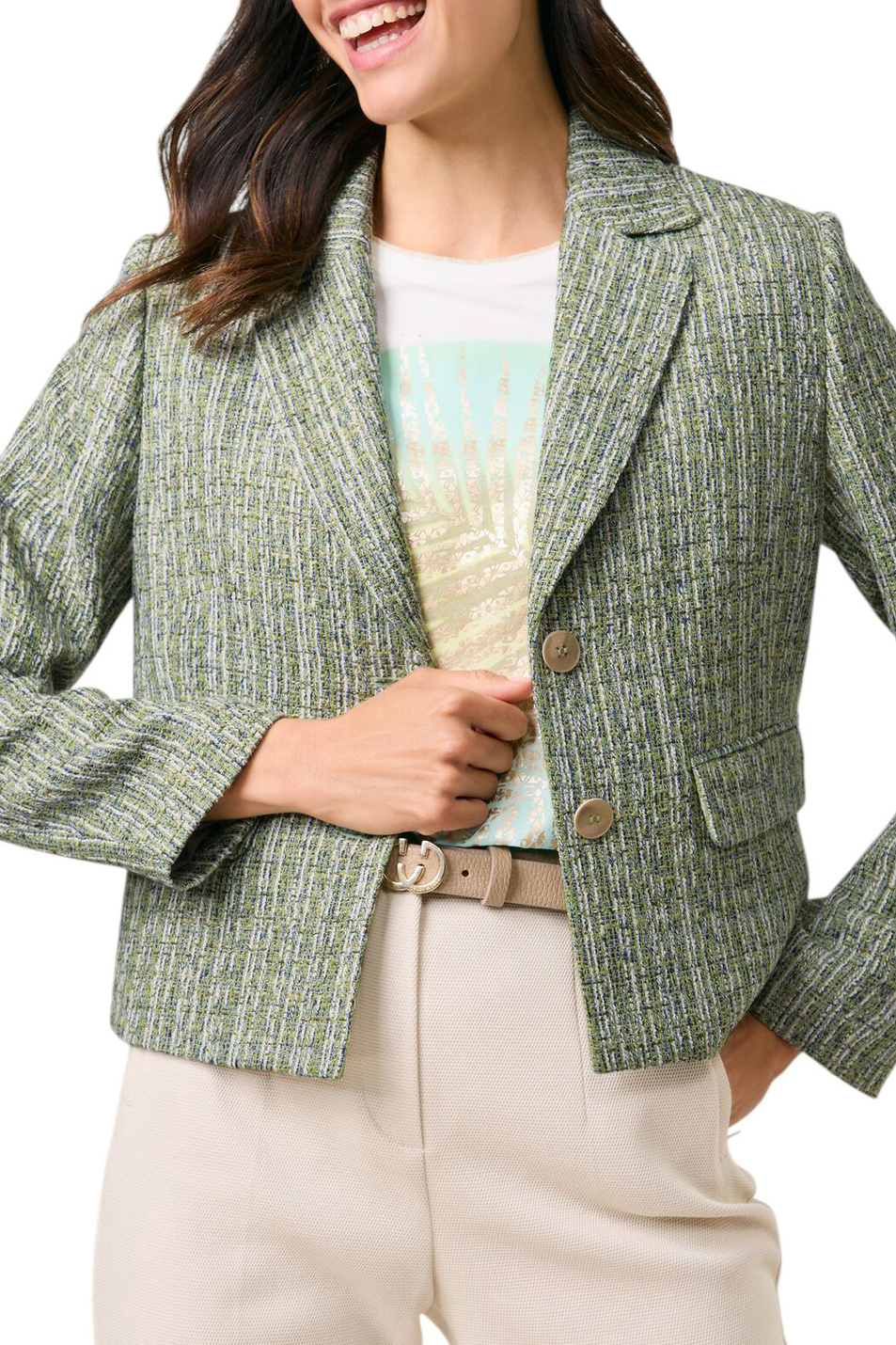 Пиджак твидовый|Основной цвет:Хаки Женский Gerry Weber Пиджак твидовый (цвет ), артикул 530028-31229 | Фото 3