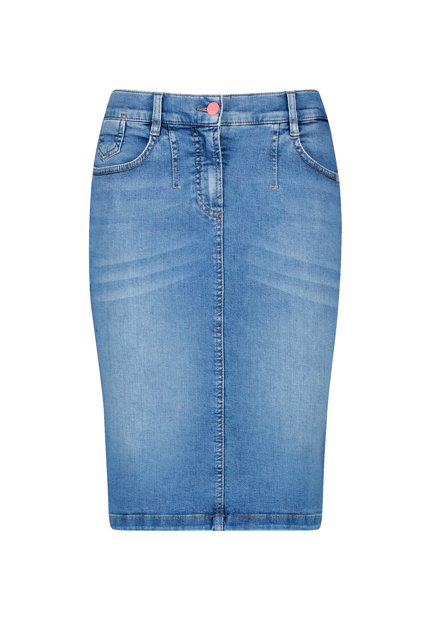 Юбка джинсовая с разрезом|Основной цвет:Синий|Артикул:211007-66832 | Фото 1