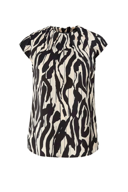 Атласная блузка с принтом|Основной цвет:Черный|Артикул:2128004 | Фото 1