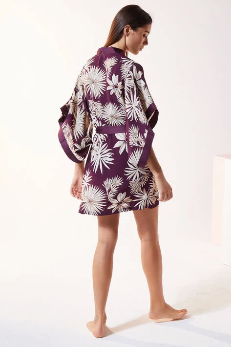 Женский Etam Атласный халат-кимоно SINO с цветочным принтом (цвет ), артикул 6520935 | Фото 4