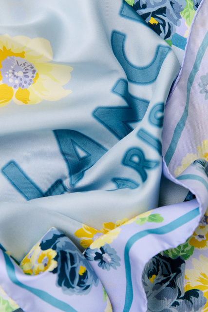 Платок из чистого шелка с принтом|Основной цвет:Фиолетовый|Артикул:A11348 | Фото 2