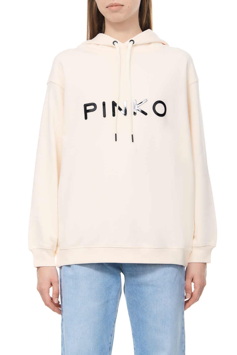 Женский Pinko Худи SKYPE из натурального хлопка с логотипом (цвет кремовый), артикул 101685A163 | Фото 4