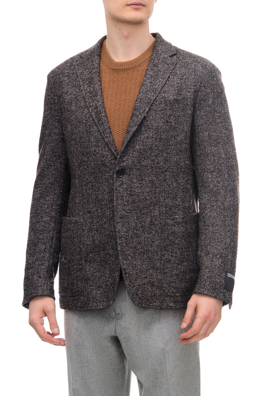 Пиджак из смесовой шерсти|Основной цвет:Серый|Артикул:UAC38-SDR-400-R | Фото 1