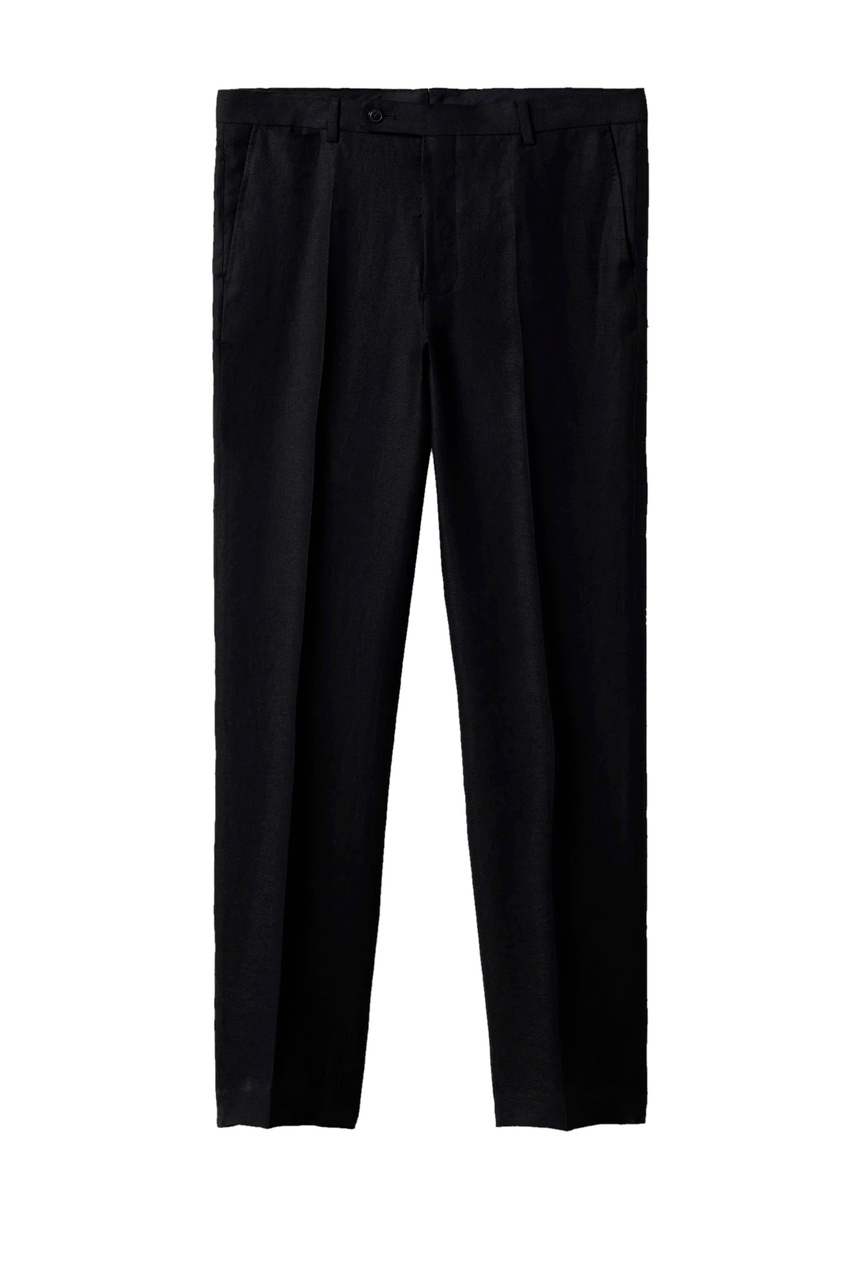 Костюмные брюки FLORIDA из чистогго льна|Основной цвет:Черный|Артикул:27015751 | Фото 1