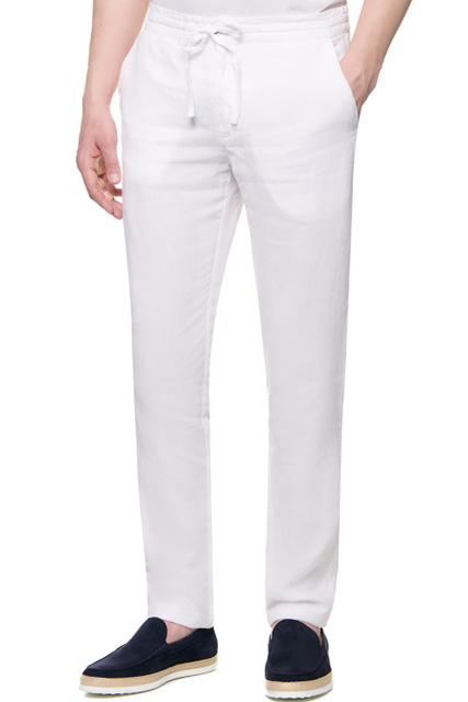 Льняные брюки|Основной цвет:Белый|Артикул:V0M299M0000253000 | Фото 1
