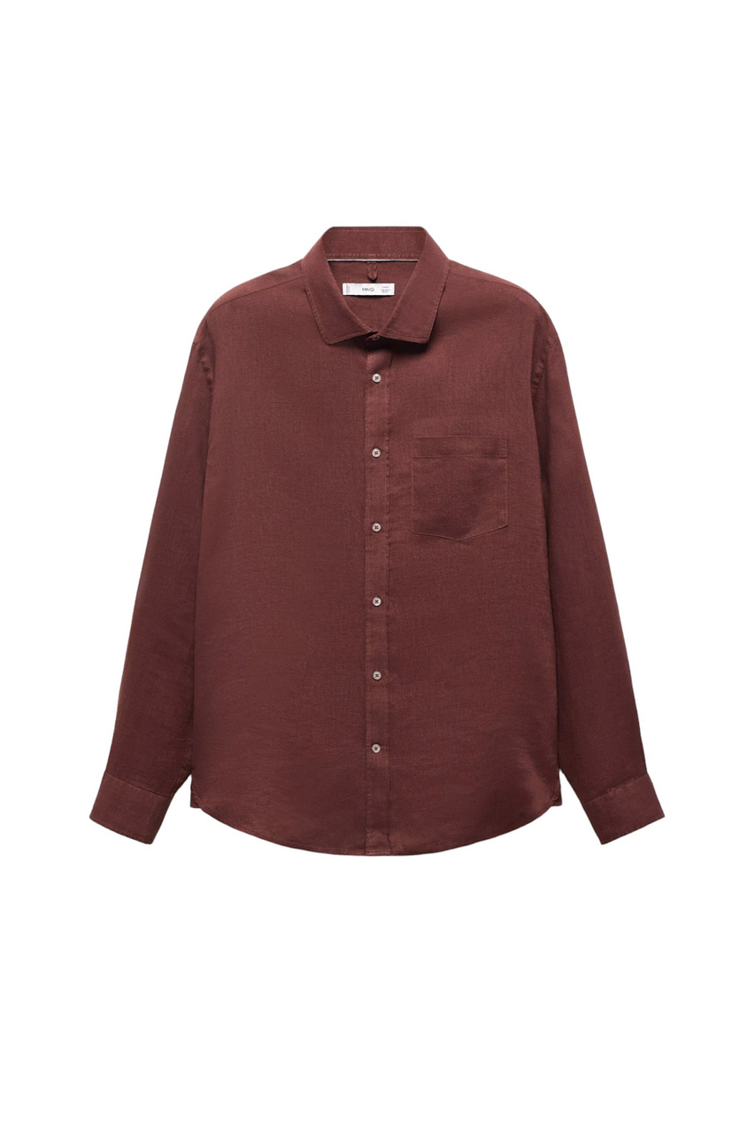 Рубашка AVISPA из чистого льна|Основной цвет:Бордовый|Артикул:67045982 | Фото 1