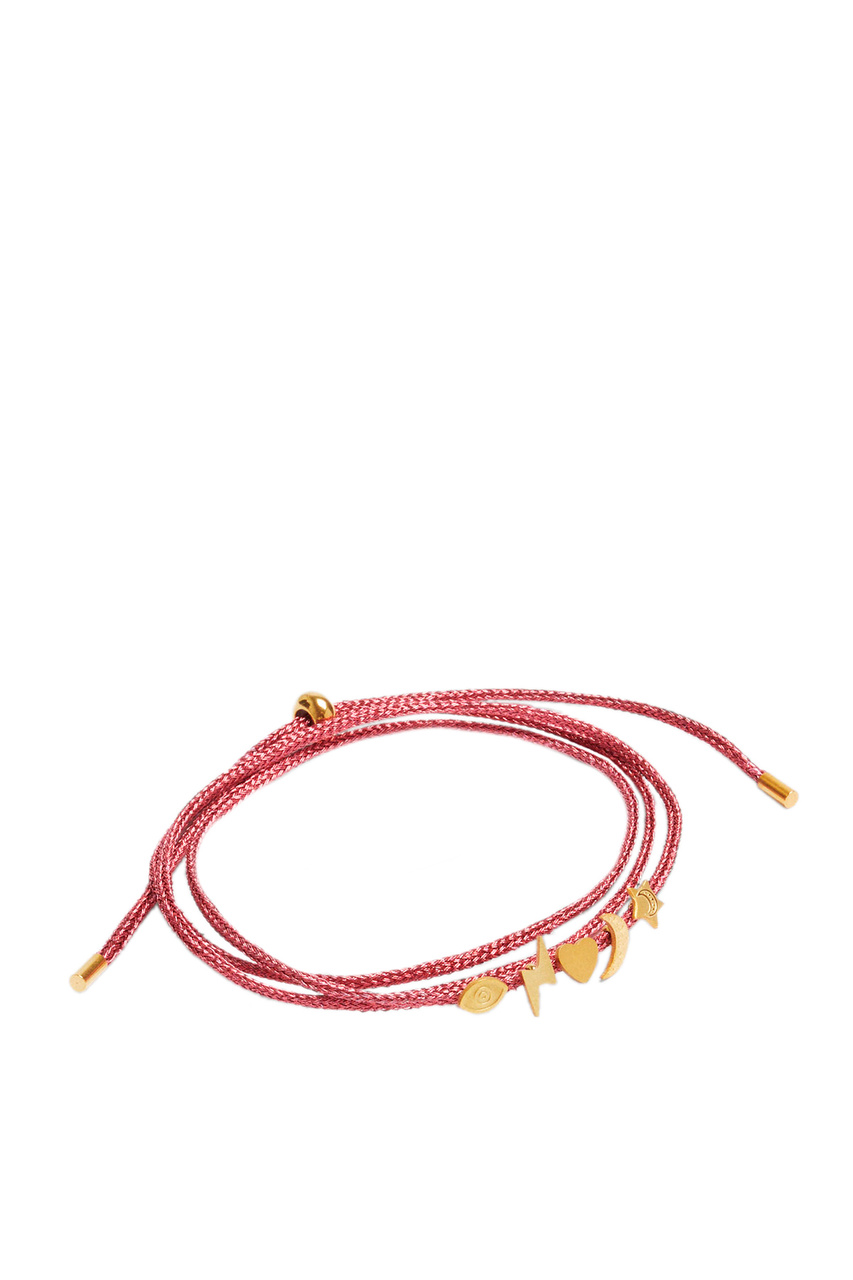 Регулируемый браслет с подвесками|Основной цвет:Розовый|Артикул:195128 | Фото 1
