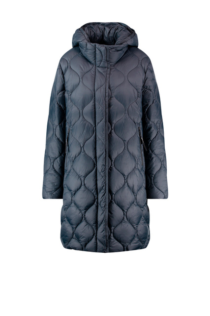 Стеганое пальто с карманами на молнии|Основной цвет:Синий|Артикул:850239-31089 | Фото 1