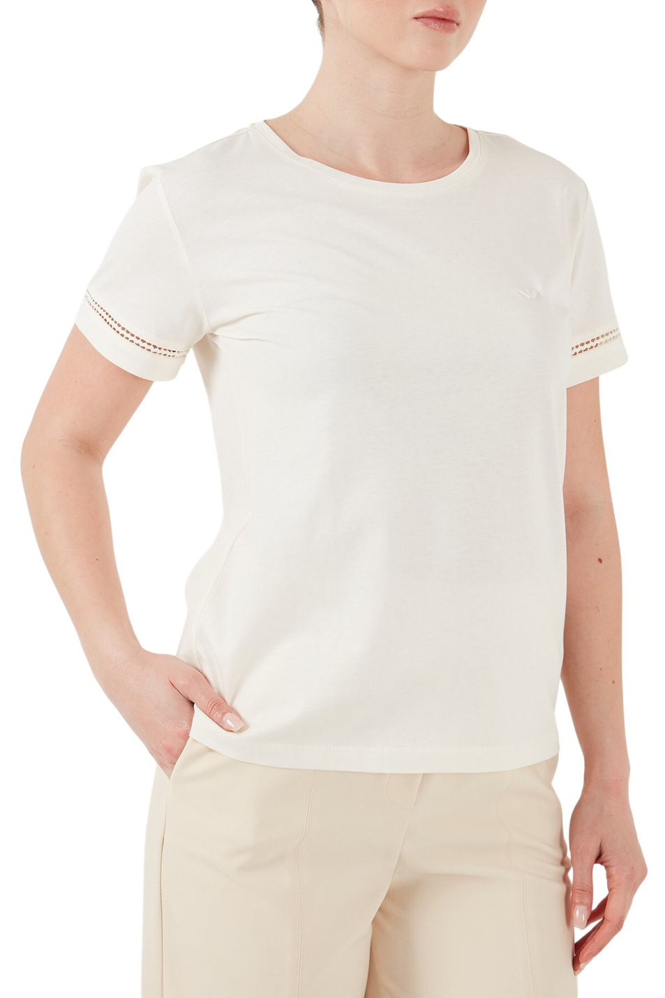 Женский Emporio Armani Футболка из натурального хлопка (цвет ), артикул EW003044-AF19039 | Фото 3
