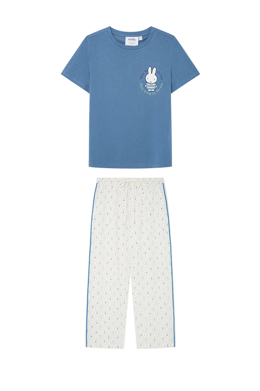 Пижама из натурального хлопка|Основной цвет:Синий|Артикул:3137617 | Фото 1