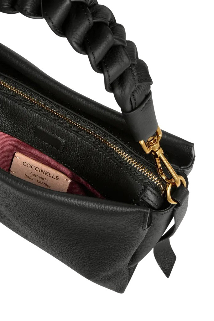 Сумка BOHEME GRANA DOUBLE из натуральной кожи с плетеной ручкой|Основной цвет:Черный Женский Coccinelle Сумка BOHEME GRANA DOUBLE из натуральной кожи с плетеной ручкой (цвет ), артикул E1M50580101 | Фото 3
