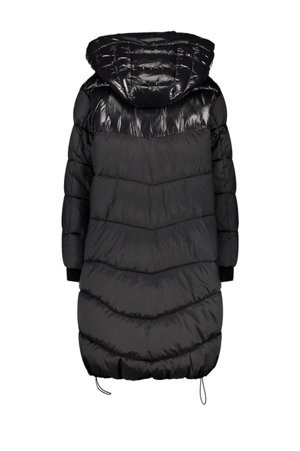 Стеганое пальто на молнии и с капюшоном|Основной цвет:Черный|Артикул:850234-31166 | Фото 2