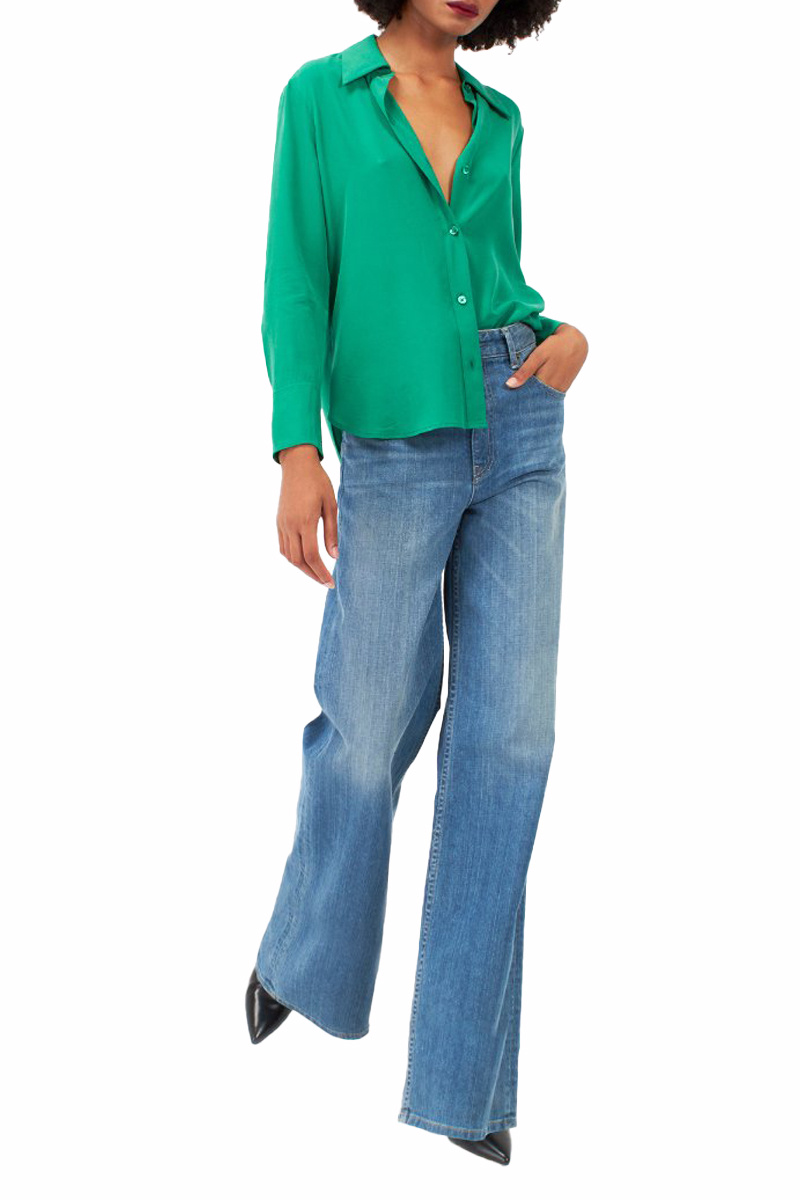 Блузка LEONA из чистого шелка|Основной цвет:Зеленый|Артикул:T0005FQ23 | Фото 1