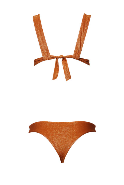 Раздельный купальник с лого из страз|Основной цвет:Оранжевый|Артикул:262687-2R302 | Фото 2