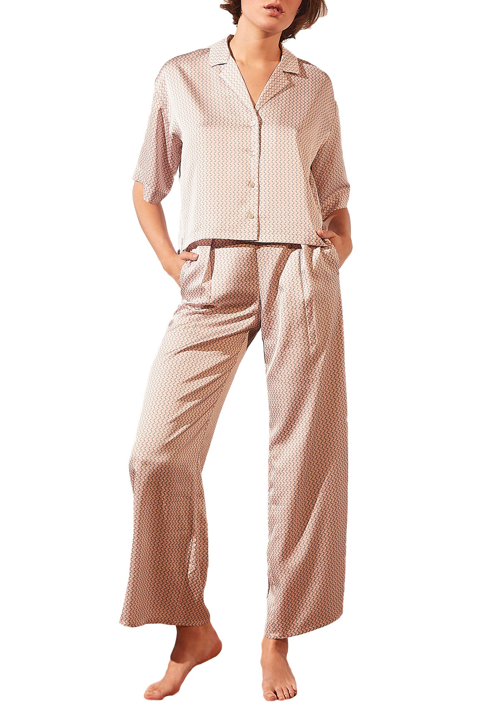 Etam Атласные пижамные брюки ERINA V2 с принтом (цвет ), артикул 6528161 | Фото 2