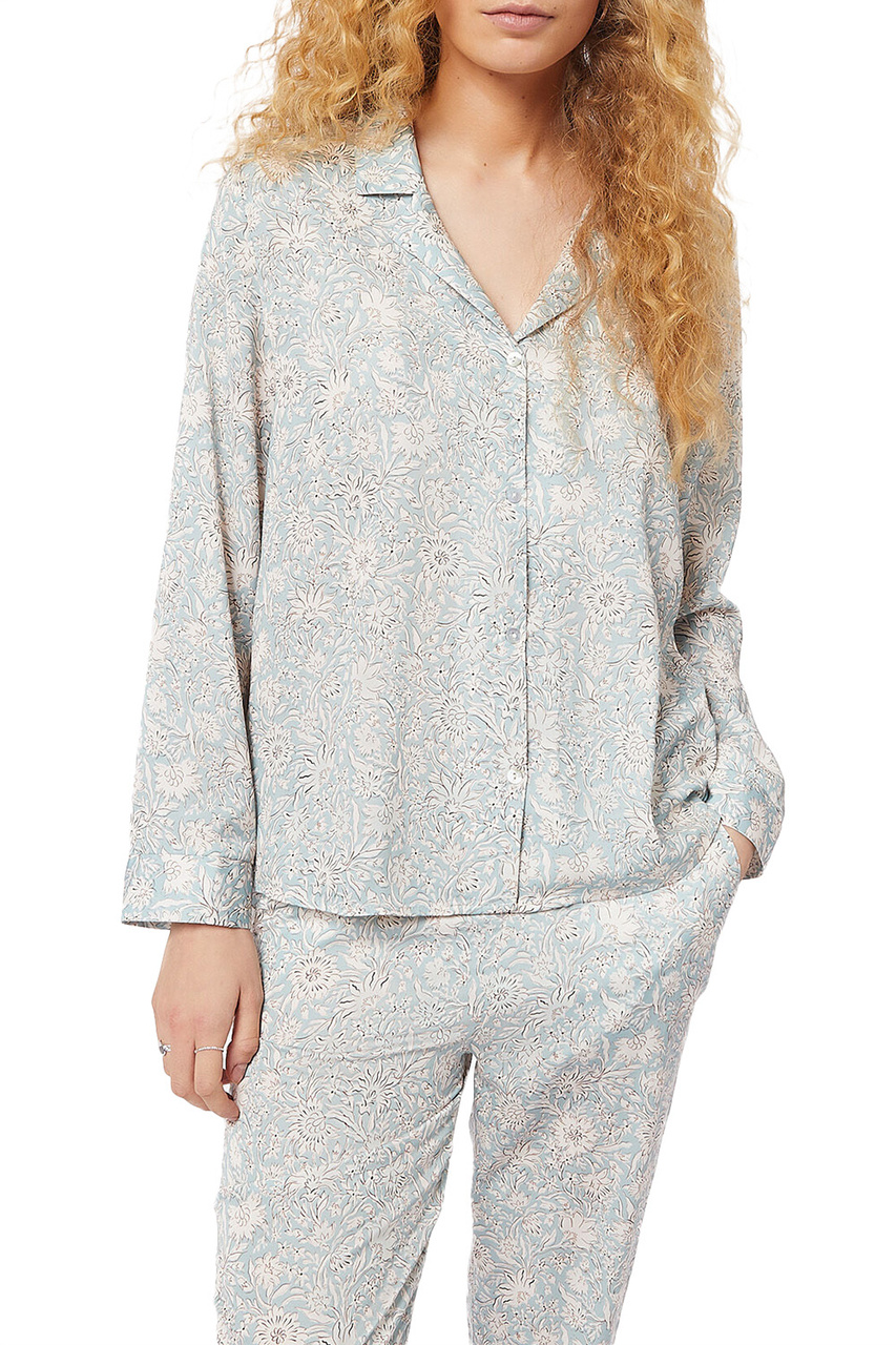 Пижамная рубашка IRIS с цветочным принтом|Основной цвет:Голубой|Артикул:6537989 | Фото 1